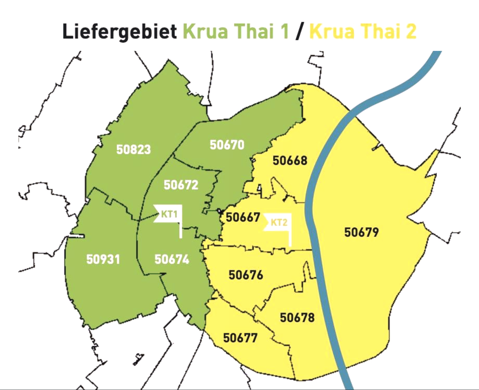 Liefergebiete der zwei Filialen